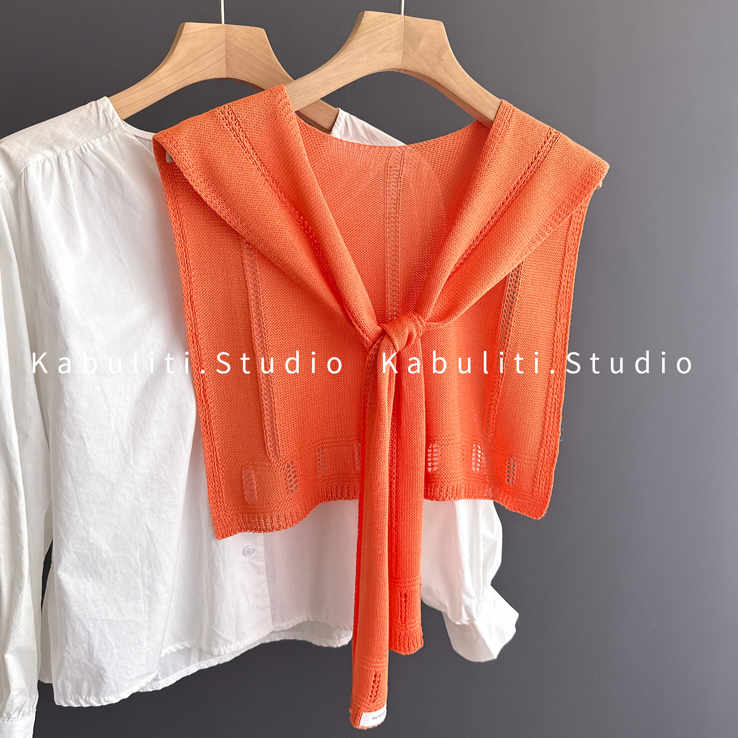 Outerwear knitted small shawl women off-white office air-conditioned room neck protection cape thin scarf matching shirt skirt