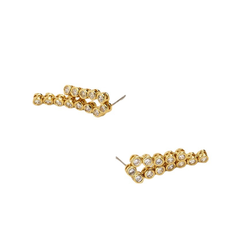 Exquisite ear studs new 925 silver needle inlaid with gemstones