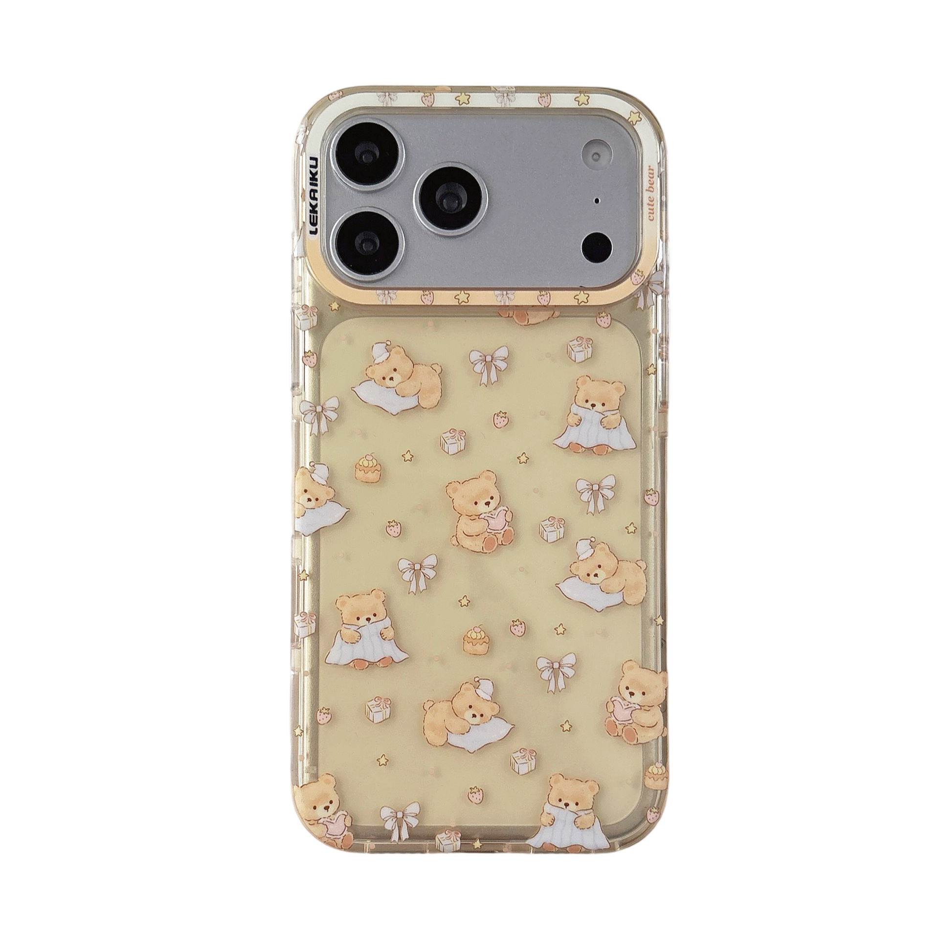 For iPhone 17 Pro Max Graffiti Side IMD Phone Case Apple 16 Full Screen Bear Cartoon Transparent Case