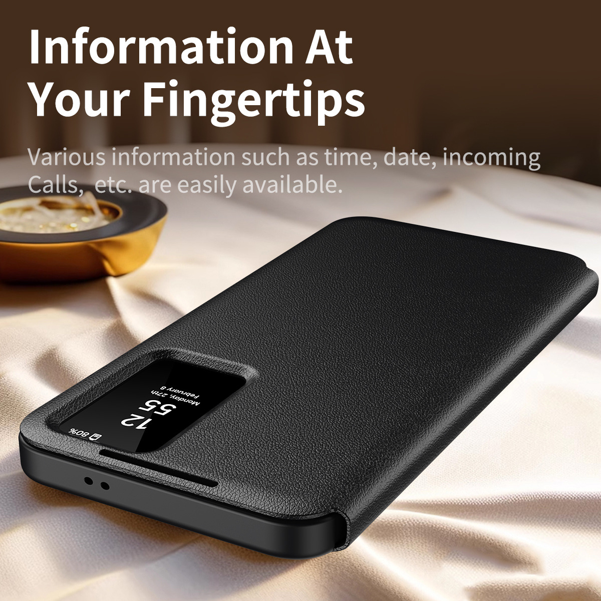 For Samsung S25Ultra Smart View Card Slot Leather Case S26Ultra Flip Cover Answer Phone Case