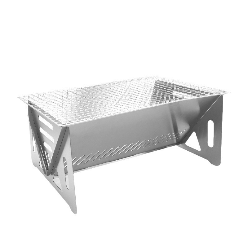 Foldable Stainless Steel BBQ Grill Portable Outdoor Camping Barbecue Rack Tea Boiling Card Stove