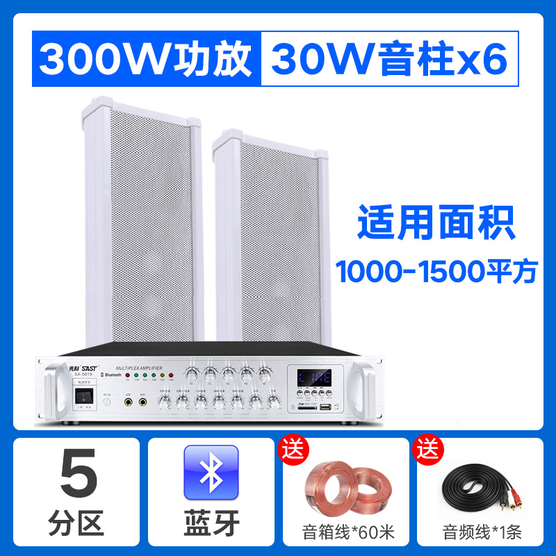 SA-9019蓝牙五分区300W功放+30W音柱6条
