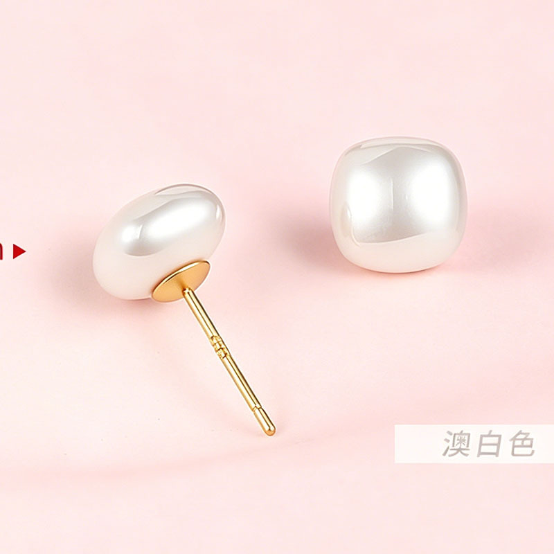 S925 Sterling Silver Needle Small Square Sugar Pearl Earrings for Women 2026 New Ear Accessories Square Earrings