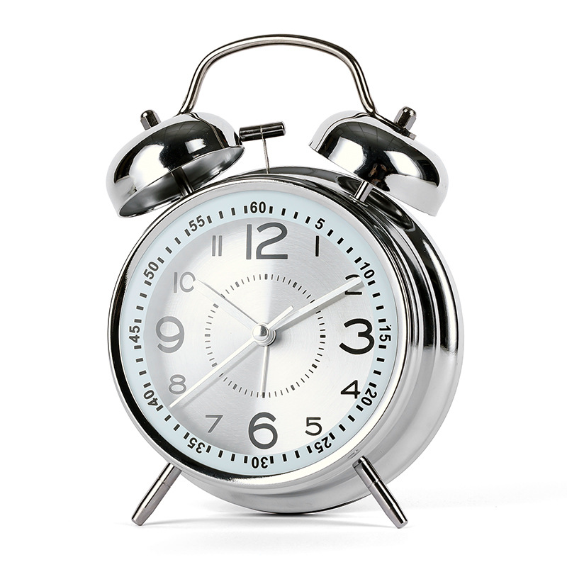 Metal bell alarm clock, bedroom, luminous, Aishida sweep-second alarm clock, student clock