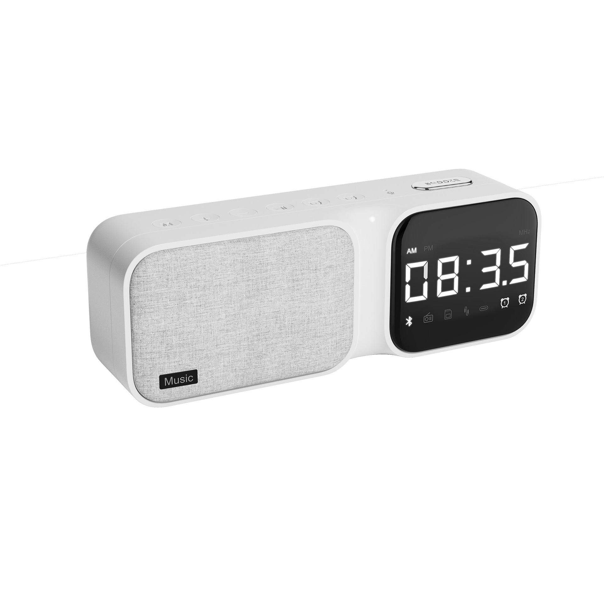Fabric clock Bluetooth speaker with arc display, white noise sleep aid, hotel bedside home student speaker