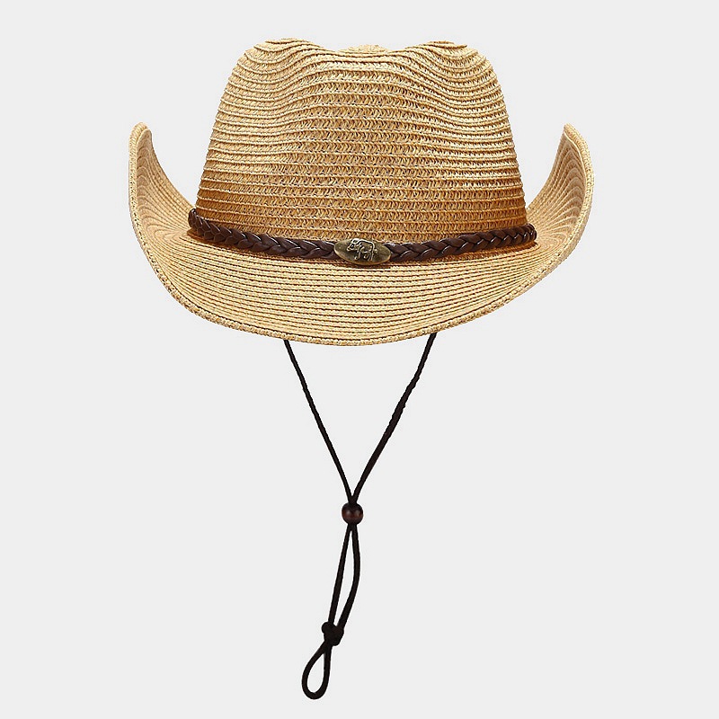 Spring/Summer New Outdoor Hat with Moldable Brim, Wide Brim Sun Hat for Men and Women, Western Cowboy Style Straw Hat Bucket Hat