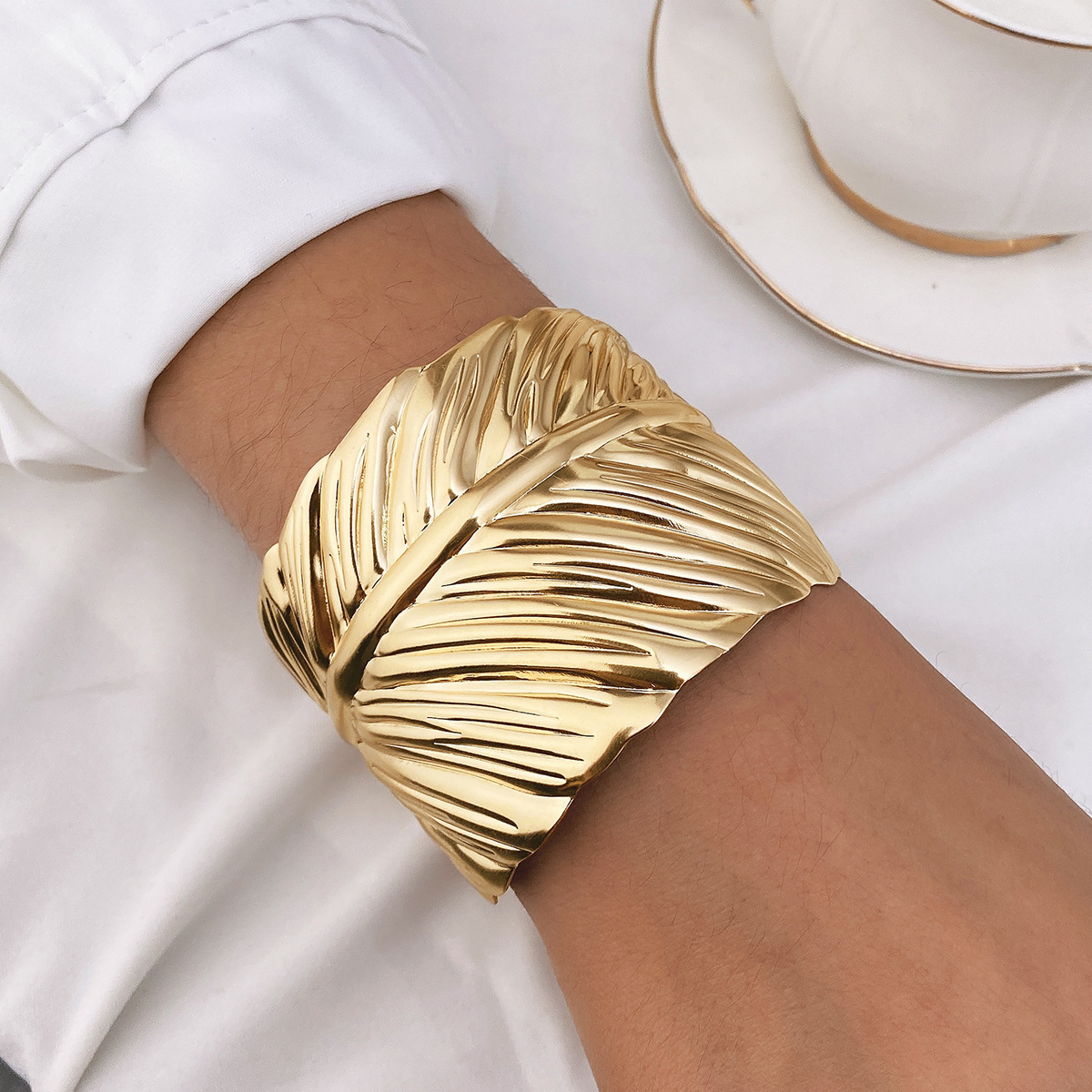 Trendy Exaggerated Large Area Smooth Bangle Bohemian Style Multi-Layer Alloy Bangle Women's Hand Jewelry