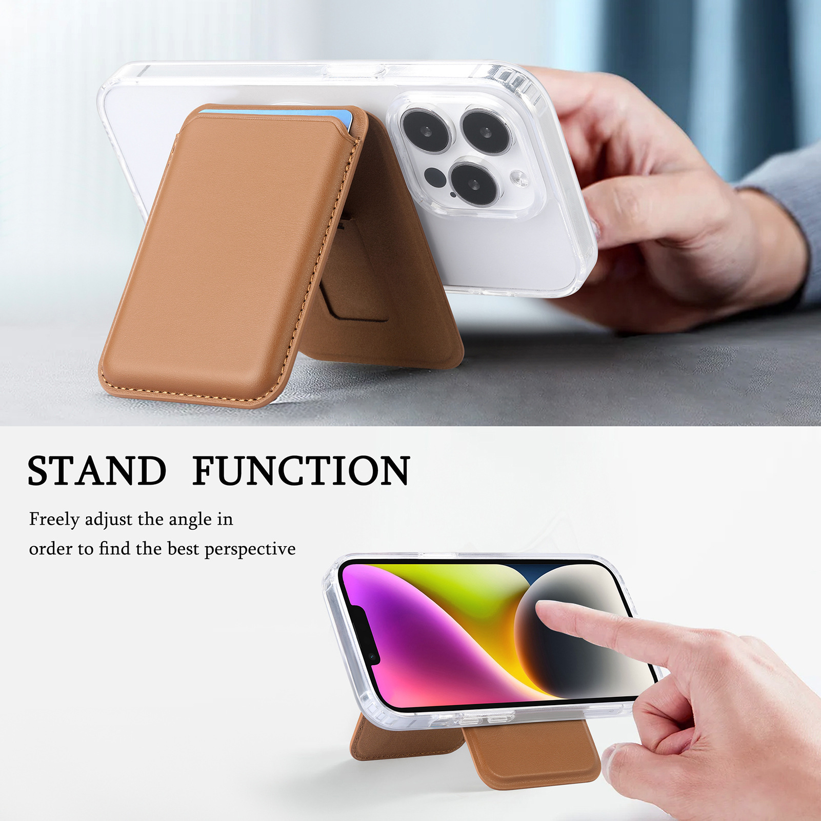 For Apple 17 leather card case Magsafe strong magnetic up-down flip stand magnetic card case exquisite packaging