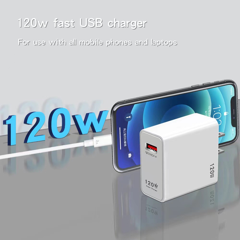120W Fast Charger UK Plug for Xiaomi Huawei Super Fast Charging Charger Head Set