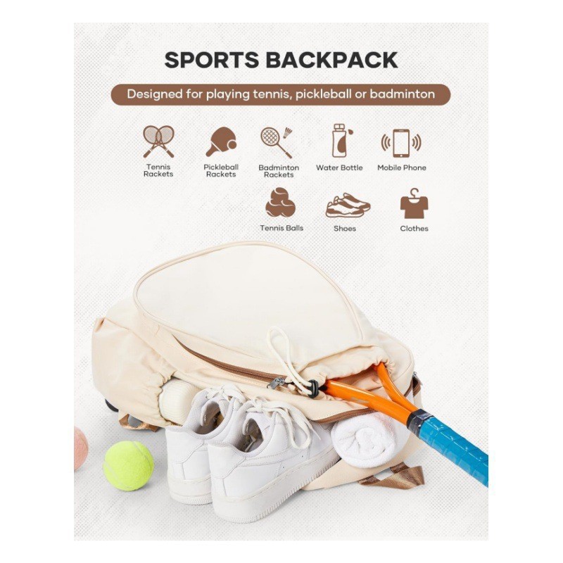 1688 Tennis Backpack Women's Tennis Pickleball Backpack Men's Waterproof Fitness Bag
