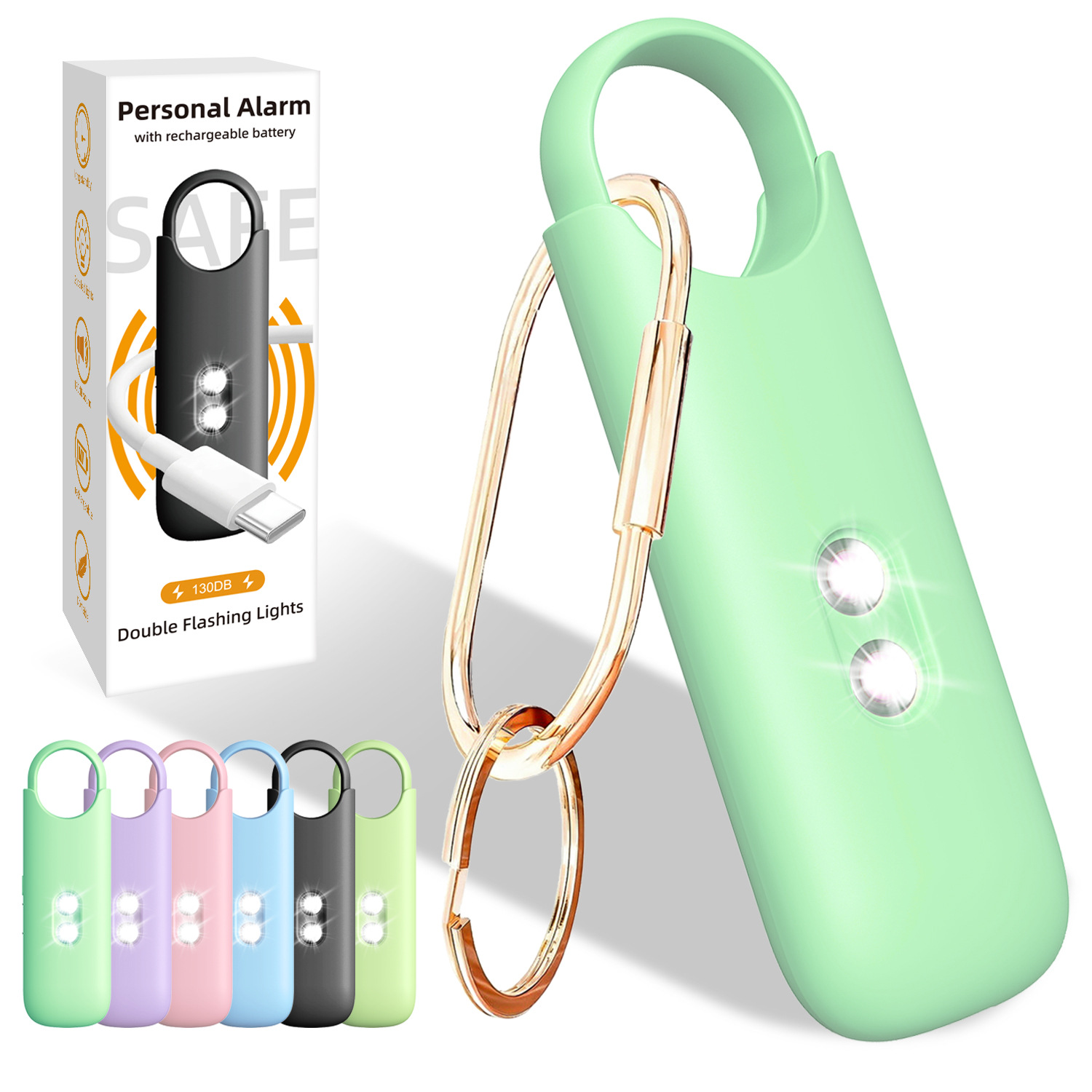 Charging Alarm Outdoor Portable Women Self-defense Dual Strobe Light Sound and Light Anti-wolf Self-defense Portable for Women