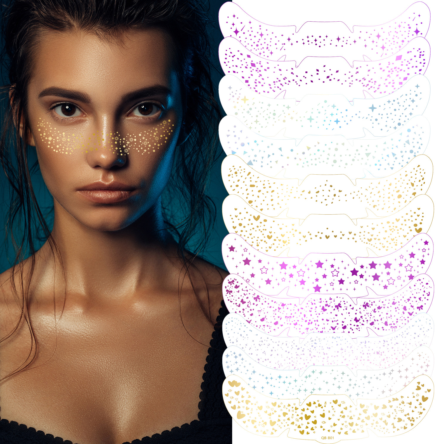New Freckle Tattoo Sticker Gold Foil Silver Foil Party Flash Face Makeup Temporary Tattoo Sticker Paper