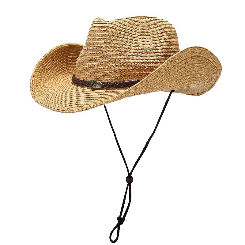 Spring/Summer New Outdoor Hat with Moldable Brim, Wide Brim Sun Hat for Men and Women, Western Cowboy Style Straw Hat Bucket Hat