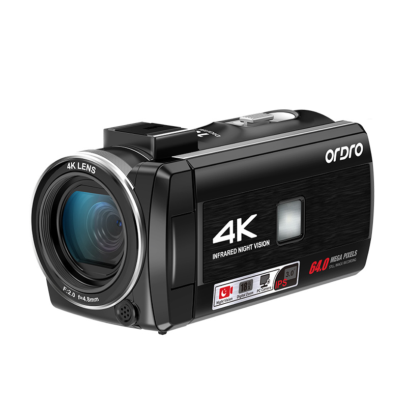 Ordro Z36 HD 4K Digital Camcorder with External Hot Shoe Accessories Microphone Fill Light