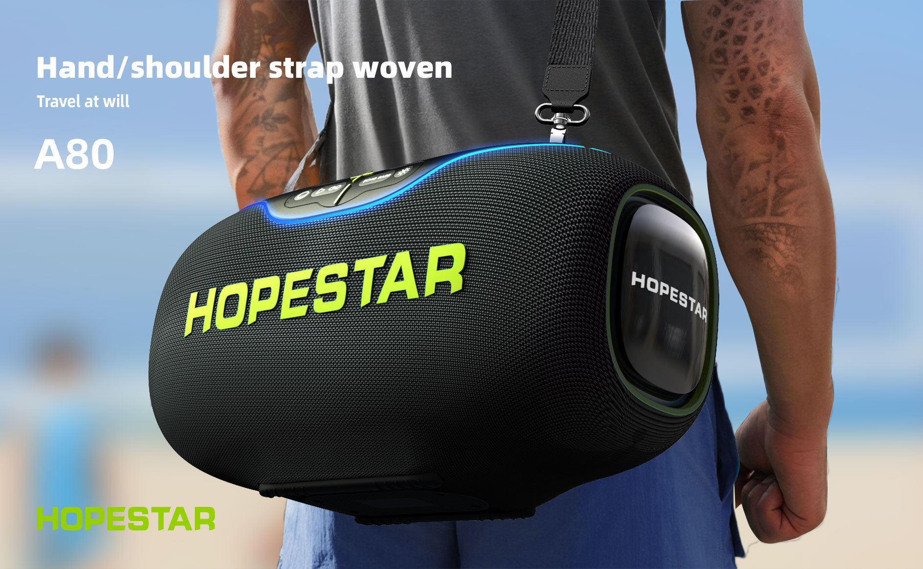 High power 350W outdoor portable K song聚合 Bluetooth speaker heavy bass waterproof dual mic