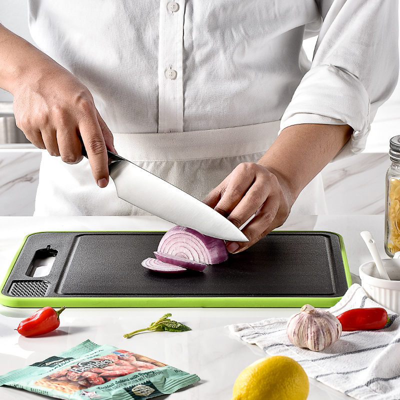 Multifunctional Double-Sided Quick Thawing Aluminum Alloy Spray Paint Double-Sided Cutting Board with Knife Sharpener Double-Sided Grinding Chopping Board