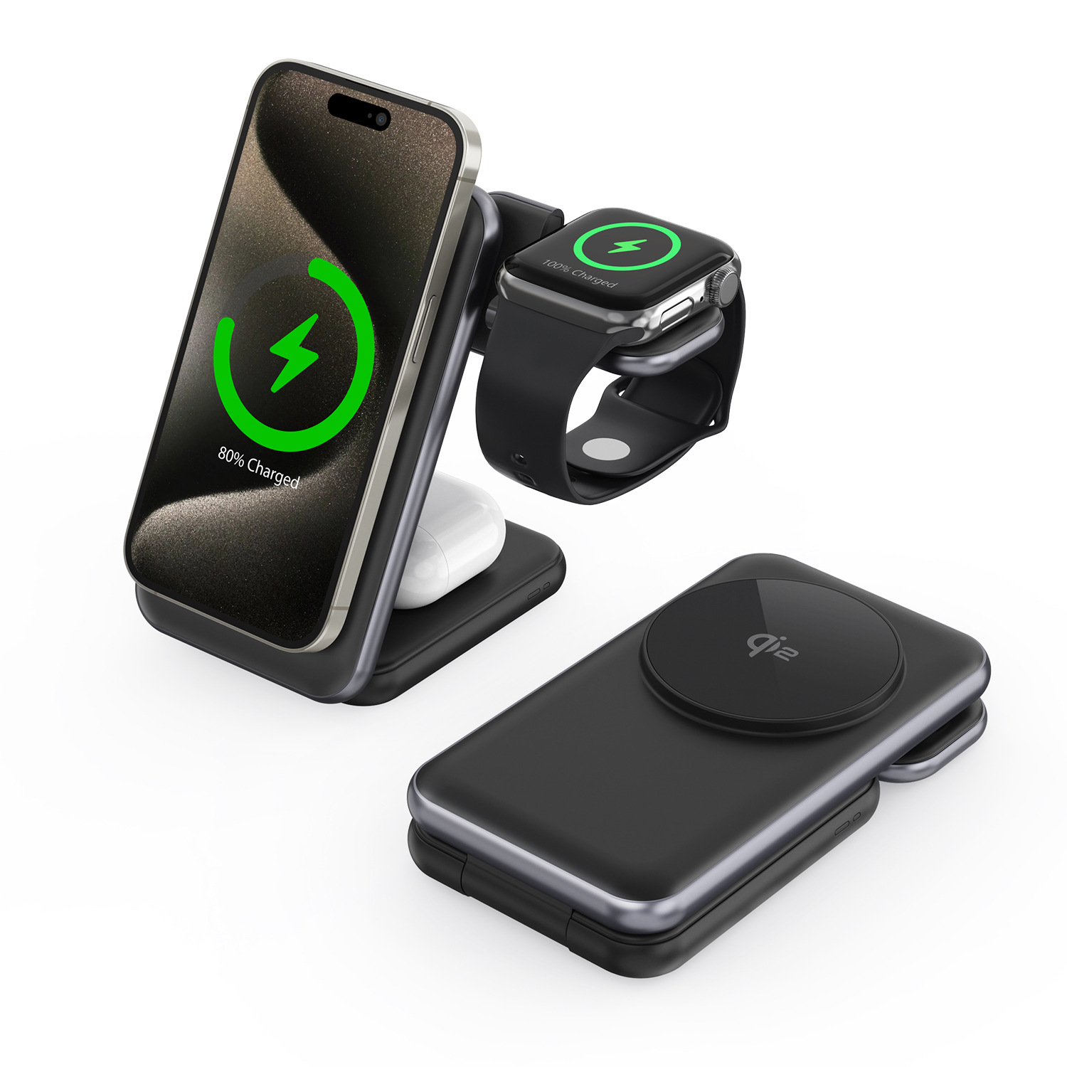 Qi2.2 three-in-one wireless charger with semiconductor cooling, foldable three-in-one wireless charger, suitable for Apple 17