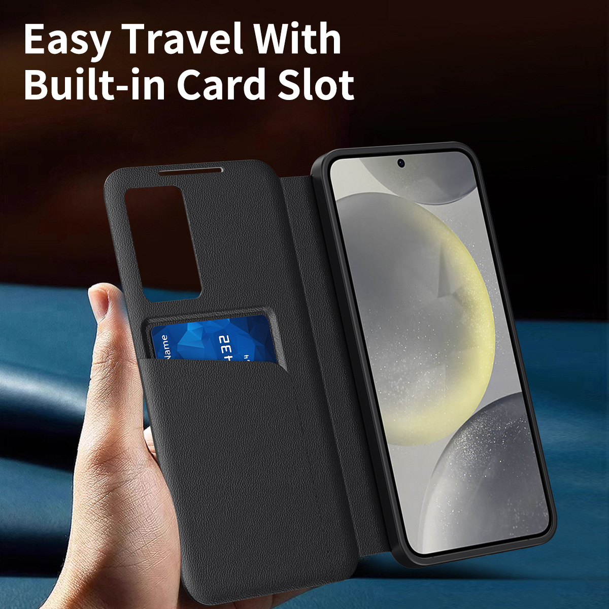 For Samsung S25Ultra Smart View Card Slot Leather Case S26Ultra Flip Cover Answer Phone Case