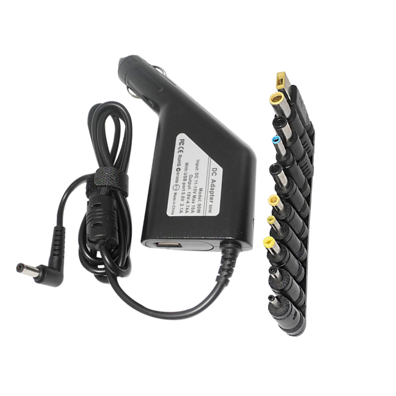 Car laptop power charger 19V4.74A car charger power adapter 5V2.1A USB fast charge