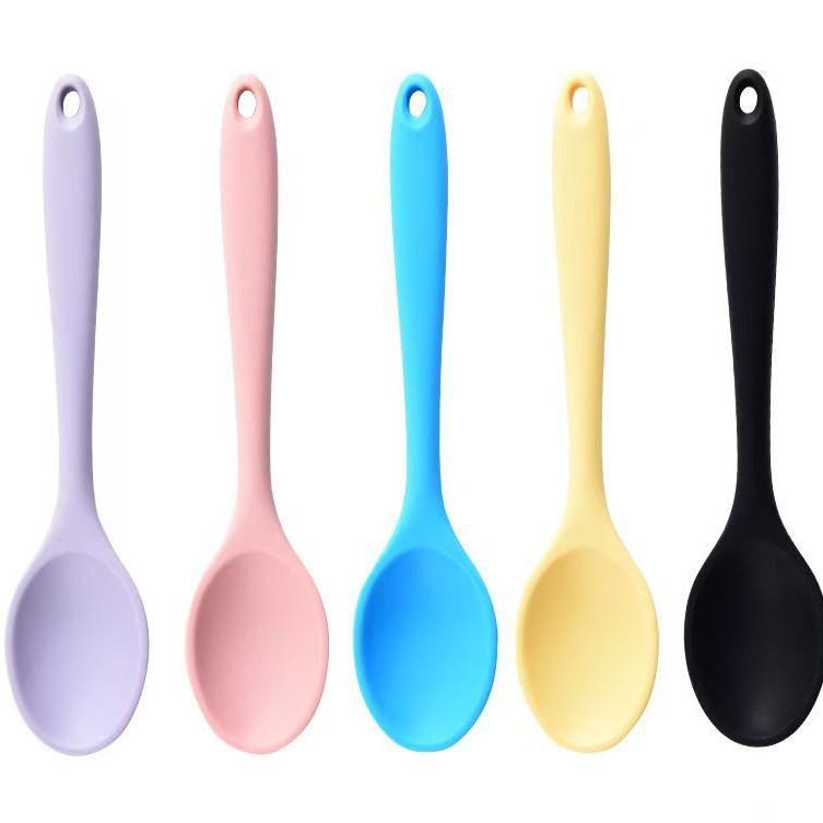 Integrated silicone mini spoon, food-grade, non-stick pan, stirring spoon, home baby food spoon, multi-color mixed batch