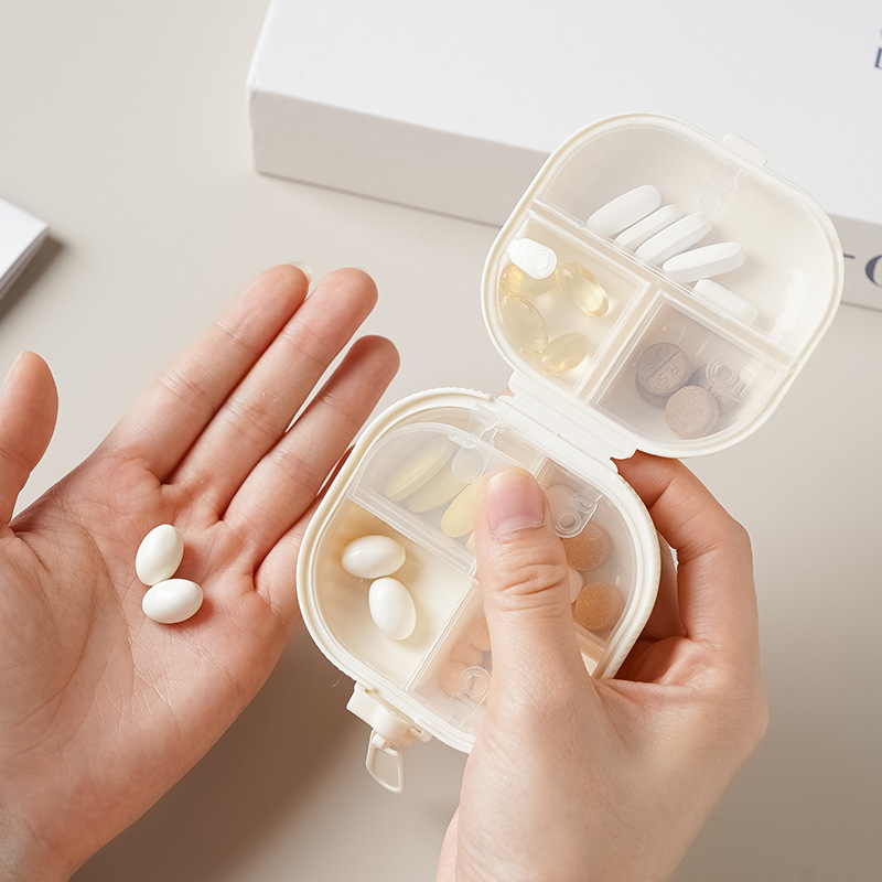 Zipper pill box mini portable sealed partition pill jewelry storage box small pill box three meals a day