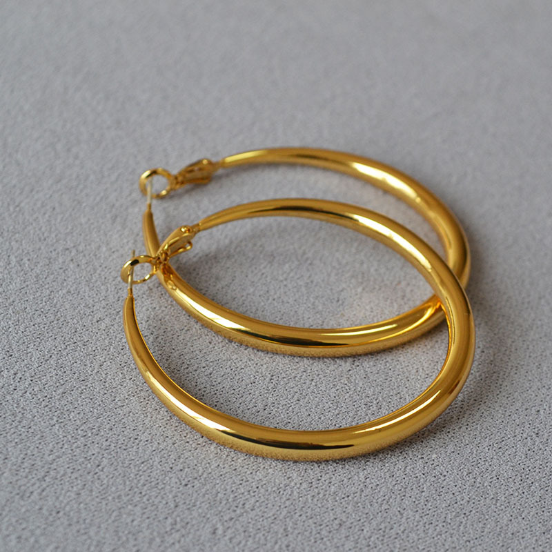 Round hoop earrings, plain circle, 925 silver pin, commuting earrings for women, oversized ear drops