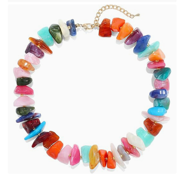 Acrylic Resin Bohemian Colorful Beaded Heart Necklace Women's Choker New Arrival