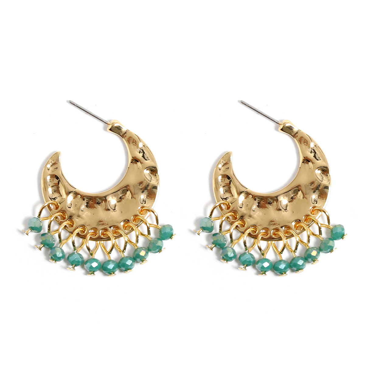 New Palace Style Electroplated Hammered Crystal Tassel Earrings for Women Niche