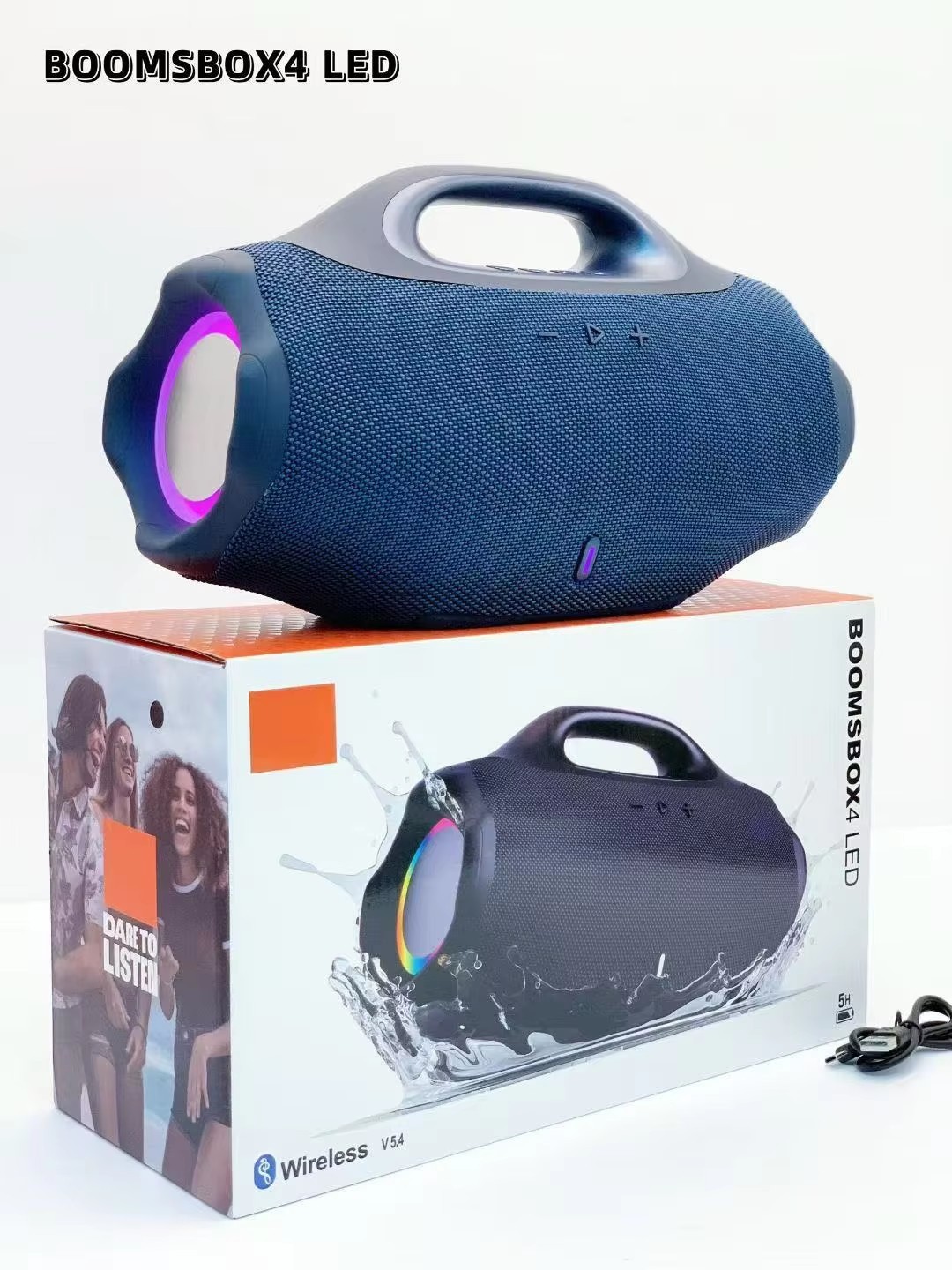40W LED BOOMBOX4 Big War God 4 LED Light Wireless Bluetooth Speaker Outdoor Portable Customizable