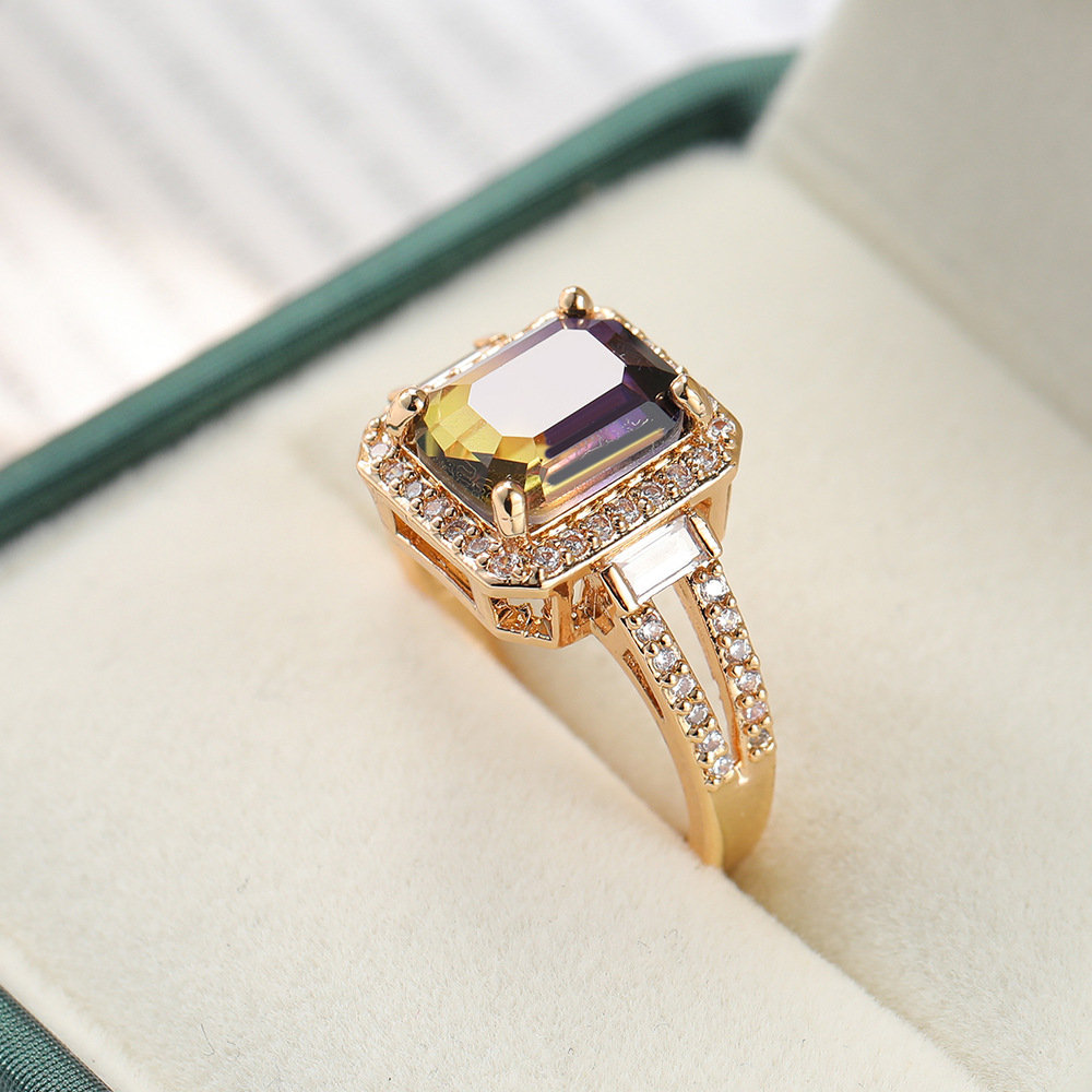 Independent Station Ring Couple Tourmaline Color Ring Men's and Women's Black Zircon Jewelry