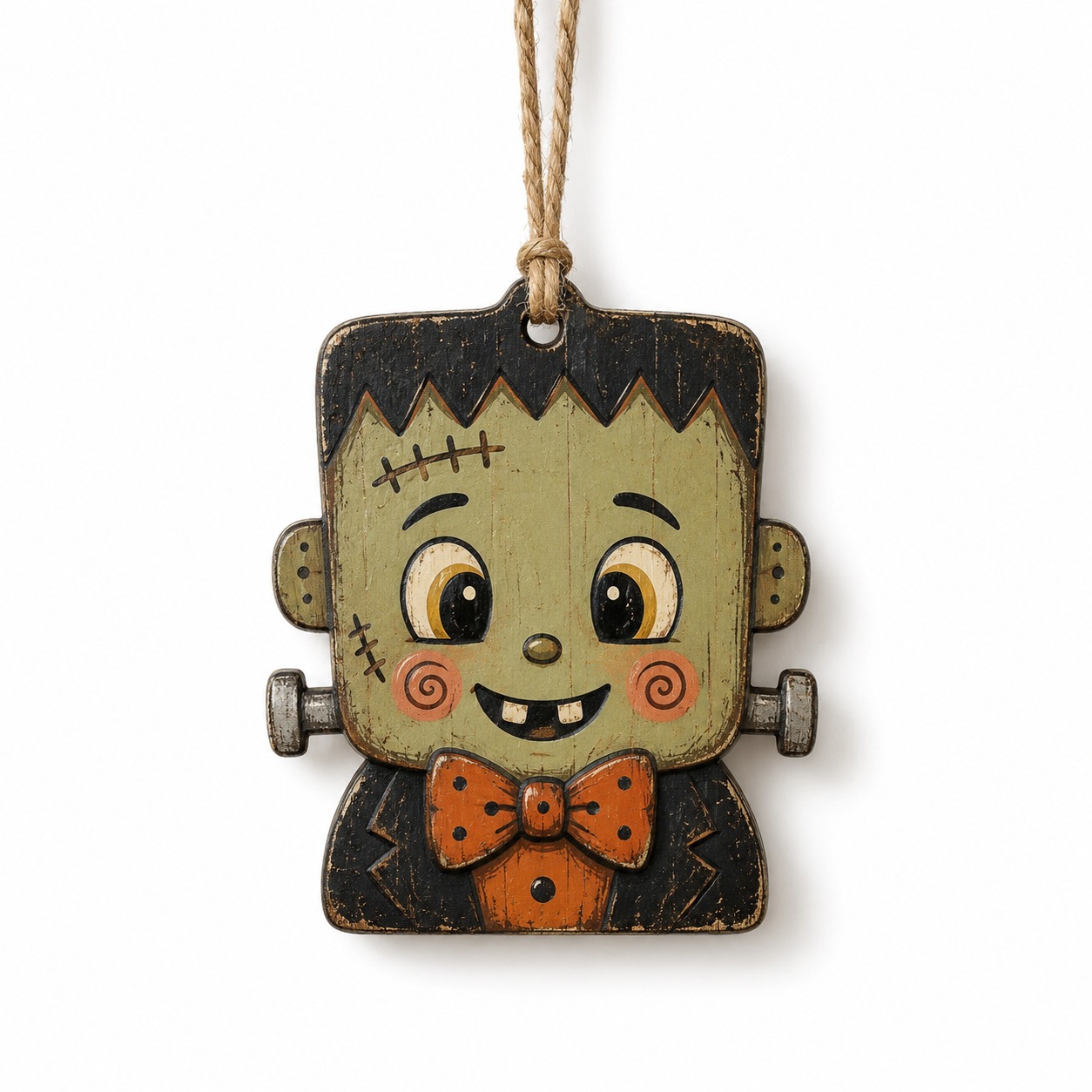 Halloween Wooden Color Print Hanging Ornament Pumpkin Black Cat Ghost Mummy Small Hanging Decoration Home Wall Branch Decoration