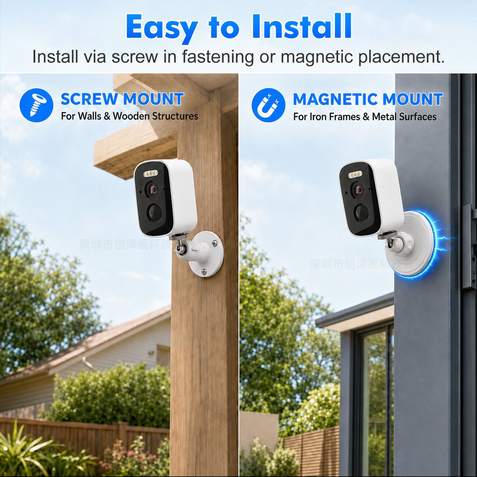 Solar Security Camera Wireless icsee HD Magnetic Mount Surveillance Customizable Bird Feeder Camera