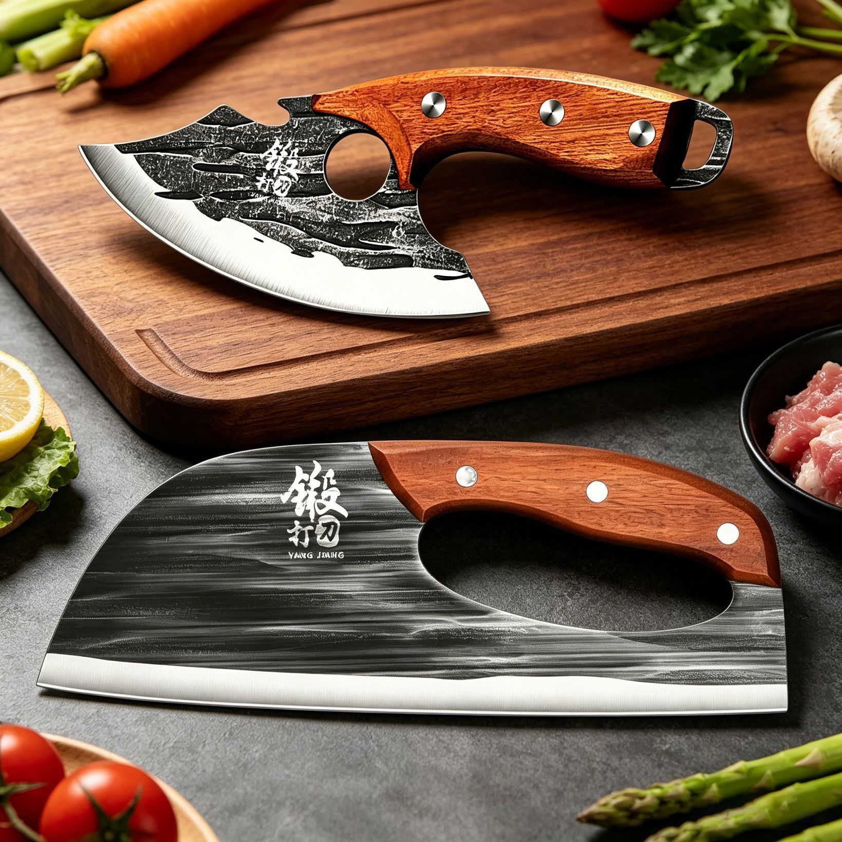 Effort-saving slicing knife, household ultra-sharp new-style vegetable knife, stainless steel with wooden handle