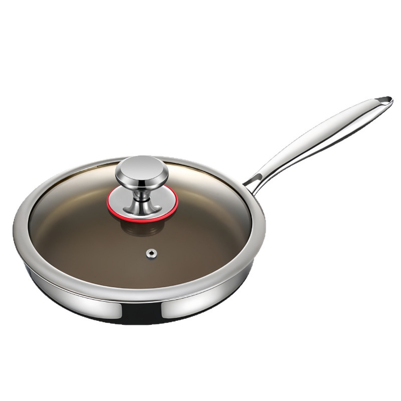 Titanium alloy flat bottom pan household non-stick uncoated pancake steak frying pan gas stove induction cooker titanium pan