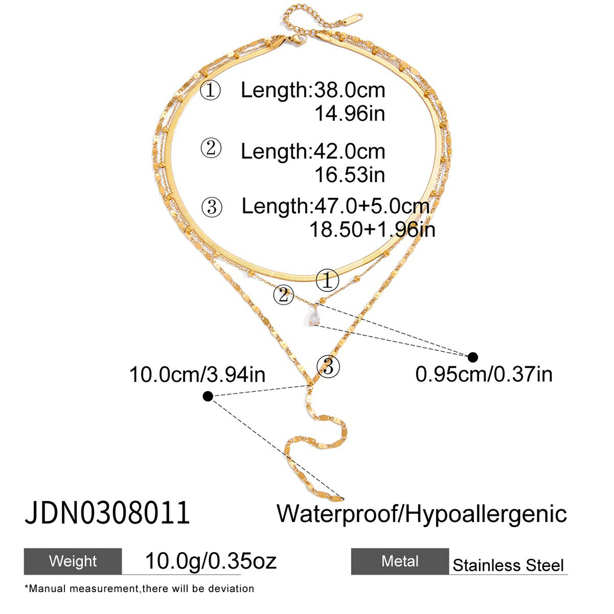 Jieding titanium steel zircon sweater necklace 18k gold women autumn winter y-chain stainless steel accessories