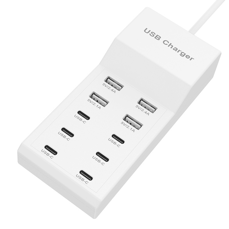 Multi-port USB-C Charger 5V2A Smart Socket 6 Type-C Fast Charging Direct Charging for Apple Huawei Xiaomi