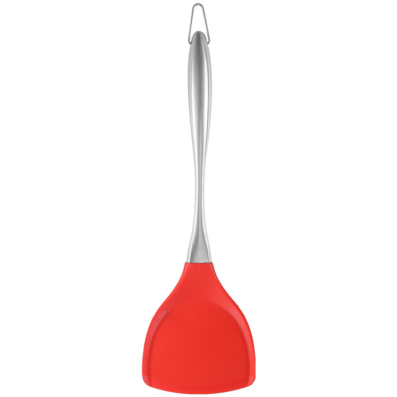 Stainless Steel Silicone Spatula Kitchen Utensils Food Grade Spatula Frying Spoon Spatula Soup Spoon Kitchen Home Non-Stick Pan Spatula Oil Control