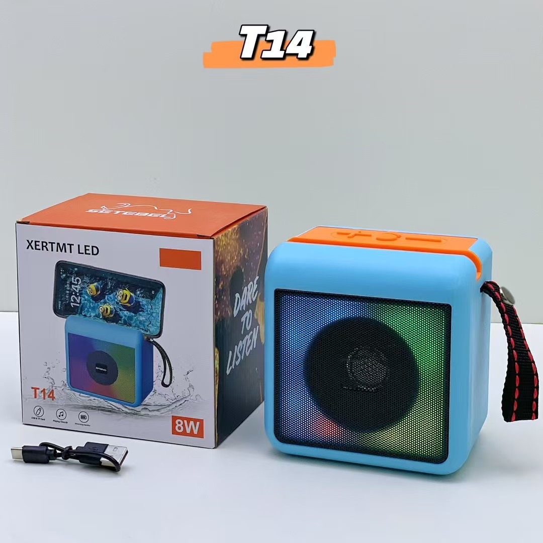 New T14 Handle Bluetooth Speaker Outdoor Wireless Subwoofer Colorful Light Portable Phone Stand Speaker
