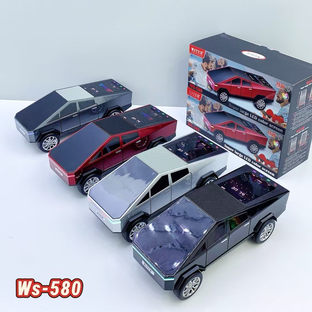 WS580 Tesla car model Bluetooth speaker heavy bass wireless audio gift speaker dynamic color screen
