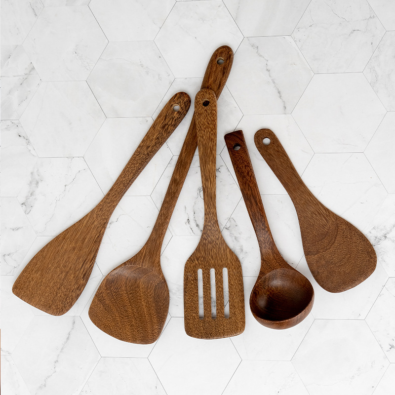 Natural Wood Long Handle Wooden Spatula Non-stick Pan Special Wooden Spatula Kitchen Tool Set Pan Factory Special Accessories
