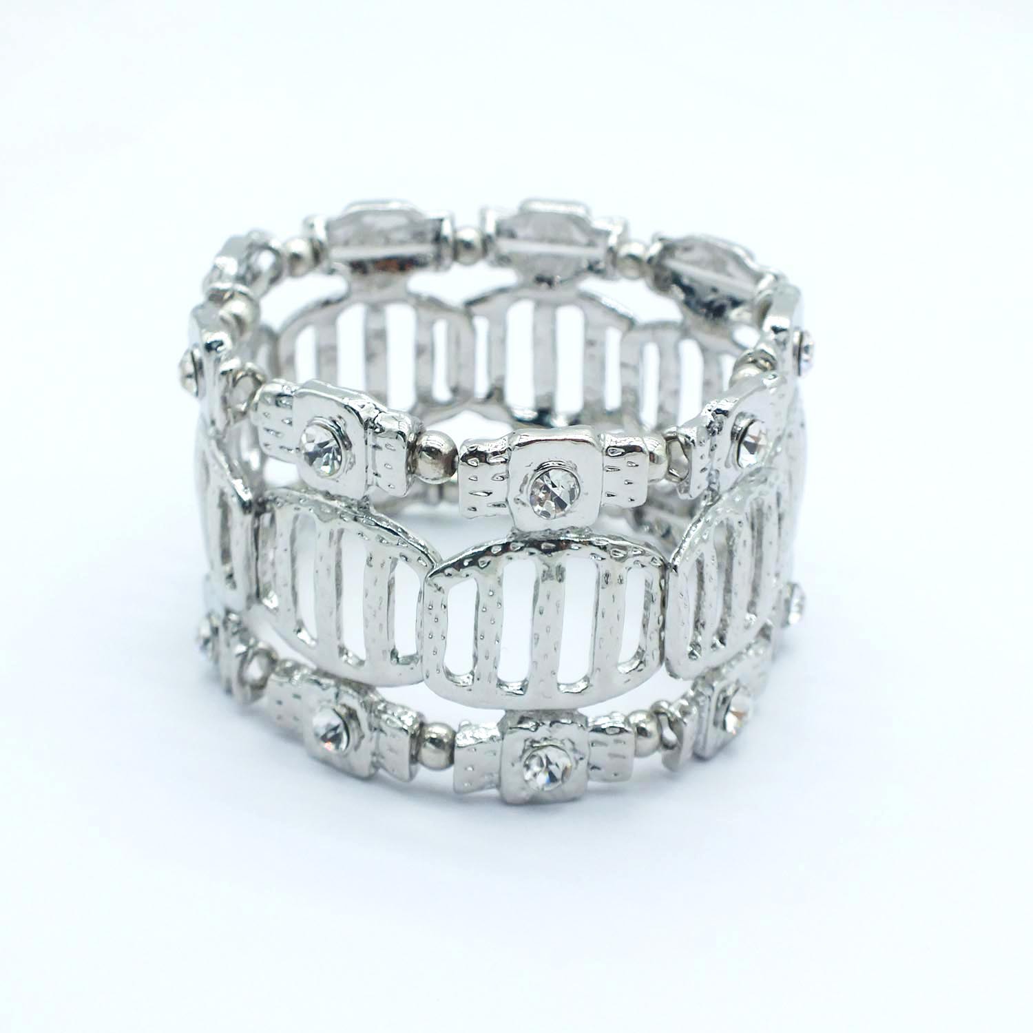 B225 Accessories Mixed Batch Silver Bracelet Rhinestone Geometric Elastic Bracelet