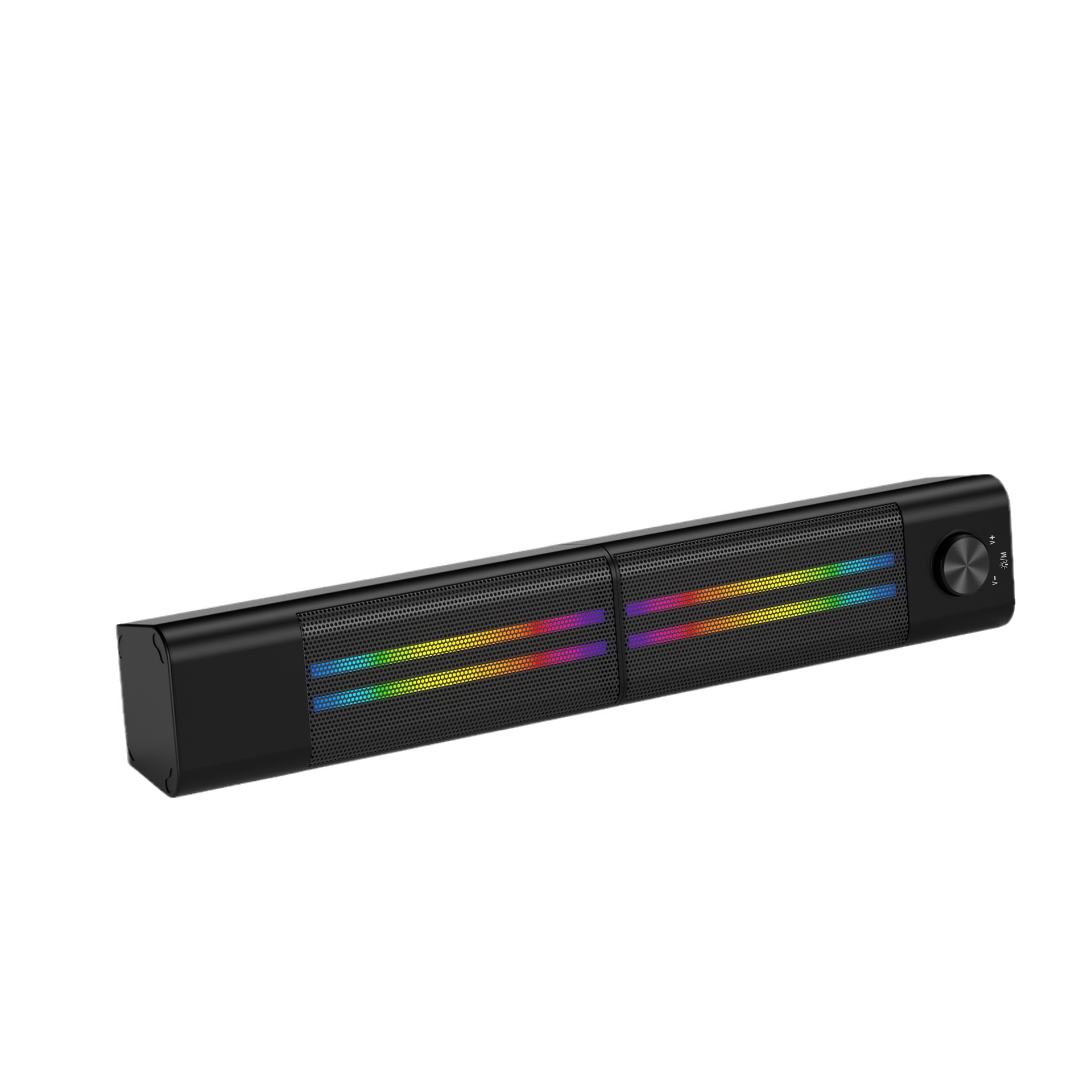 Custom-designed Computer Soundbar with Microphone and Light, Rectangular Home Speaker, 2.0 System with Deep Bass and Sound Absorption, Soundbar