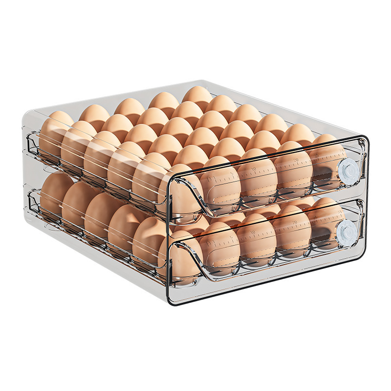 Egg Storage Box Kitchen Refrigerator Egg Box Plastic Transparent Multi-Specification Double-Layer Drawer Type Egg Box