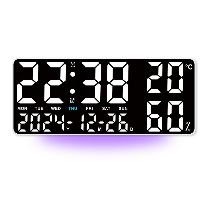 New Temperature and Humidity Living Room Wall Clock Simple Multifunctional Electronic Clock Large Font with Night Light Multiple Alarm Groups GH9002
