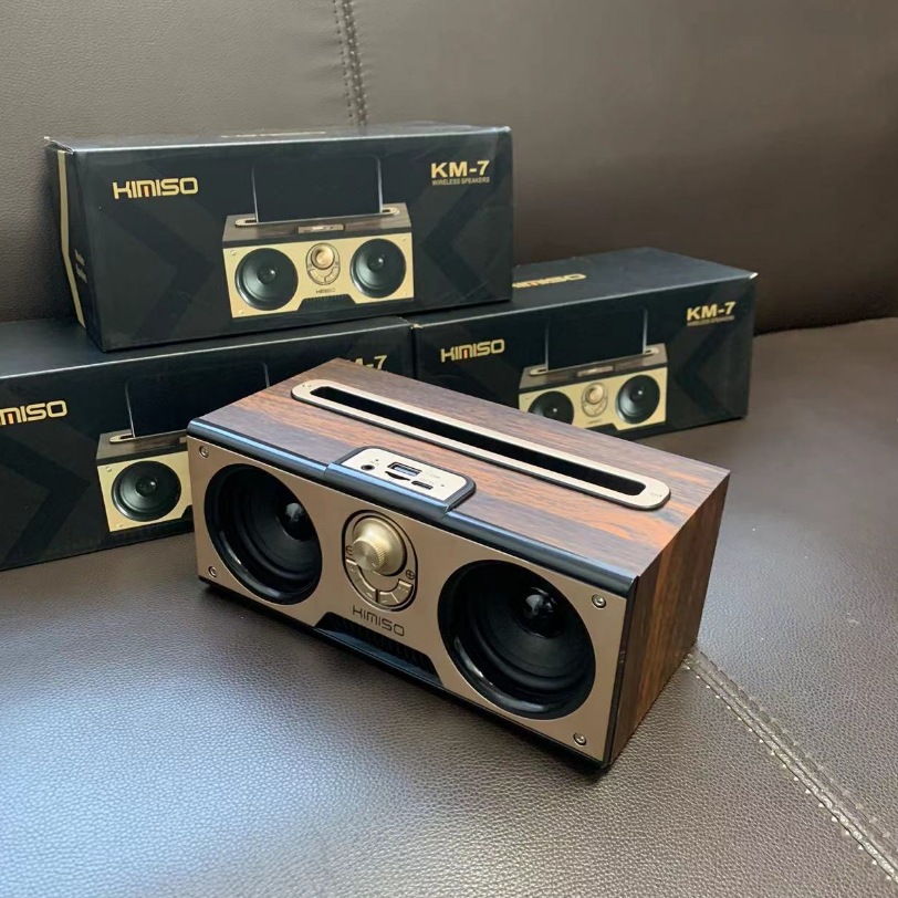 New KM-7 Wooden Wireless Bluetooth Speaker Portable Outdoor Radio Card Insert Bluetooth Audio