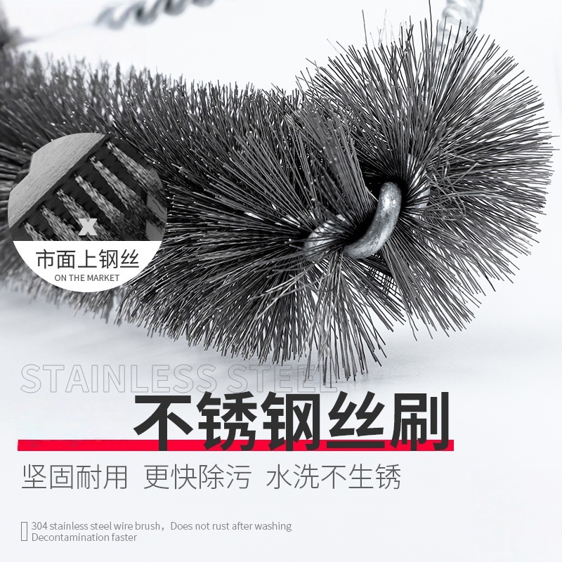 Outdoor BBQ Grill Cleaning Brush Stainless Steel Long Handle Y-Shape Wire Brush BBQ Steel Wire Grill Brush