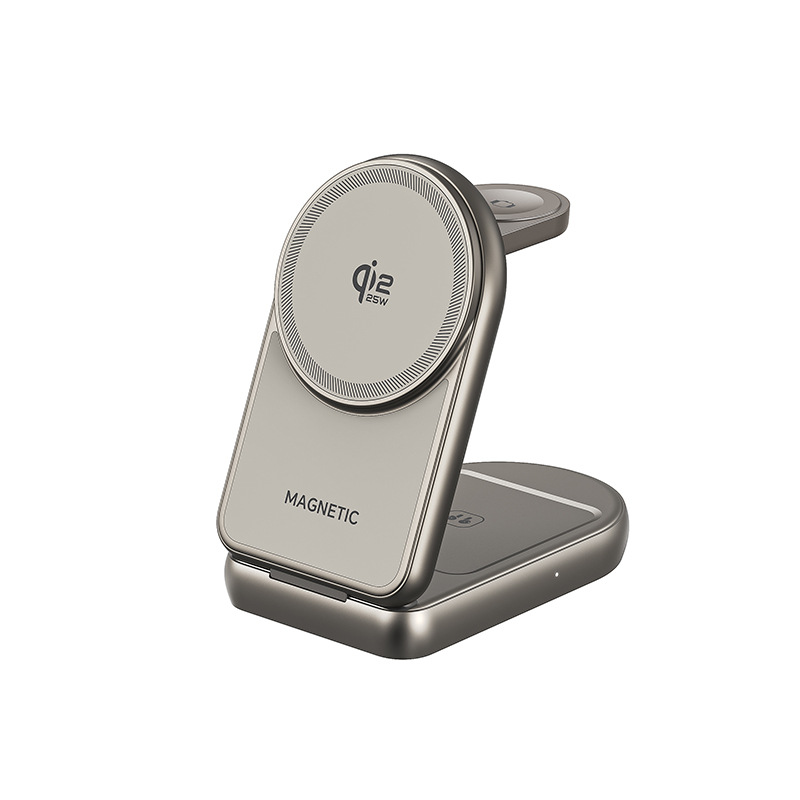 New 25W Fast Charge Qi2.2 Magnetic Foldable 3-in-1 Wireless Charger Desktop Phone Holder Wireless Charger