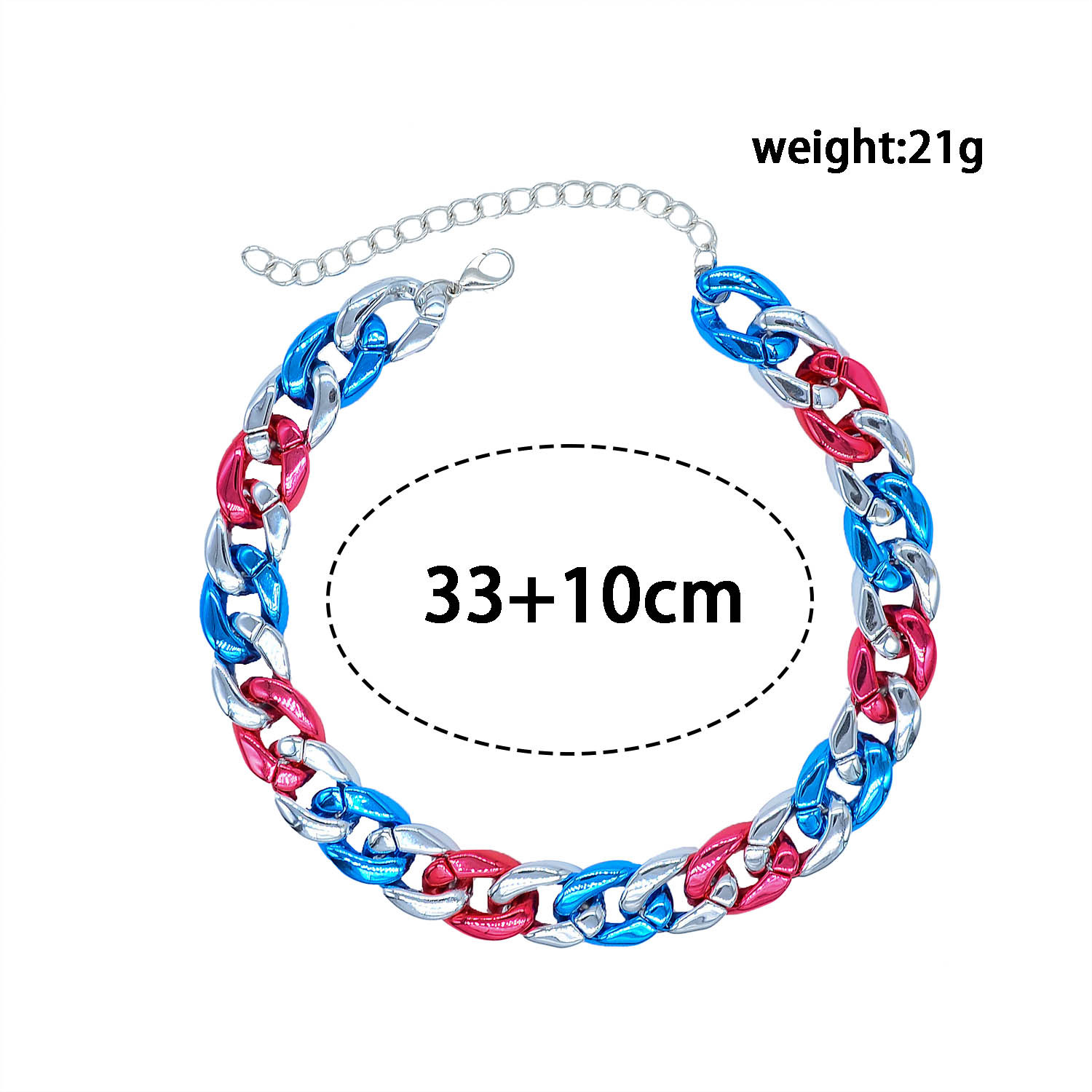 Exaggerated Hip-Hop Unisex Acrylic Collarbone Chain Punk Style Couple Colorful CCB Chain Cuban Necklace