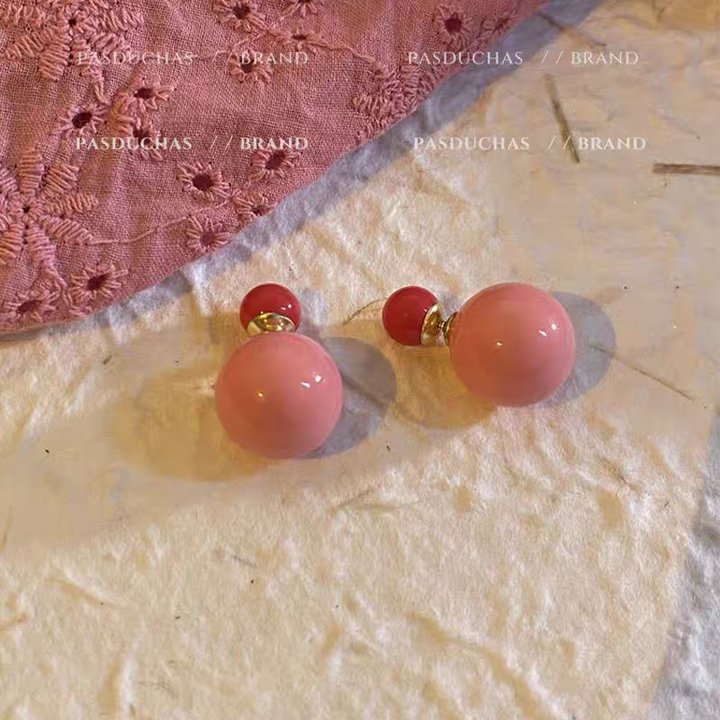 50#粉红小球珍珠耳钉