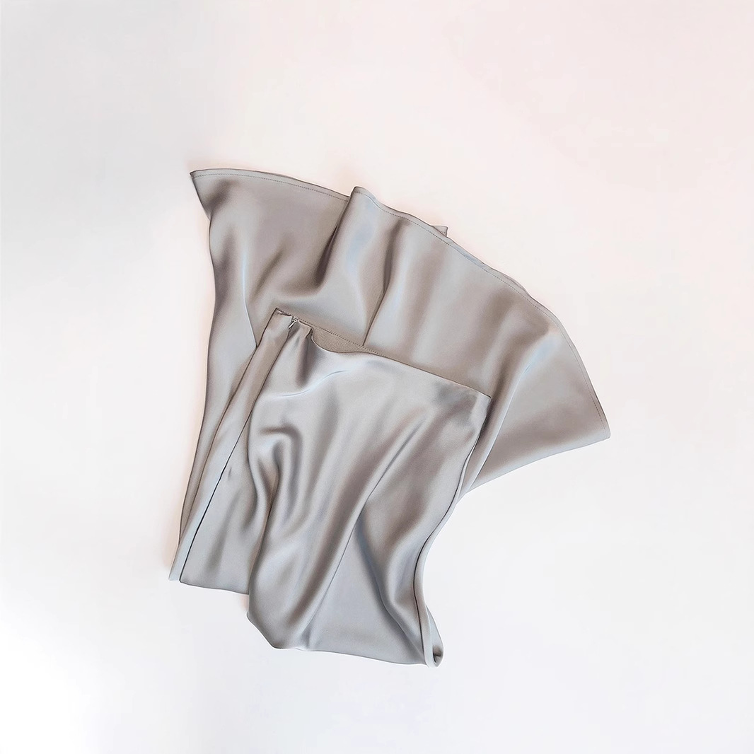 Summer commute elastic waist satin skirt women spring and summer high waist hip-hugging skirt mid-length skirt A-line skirt